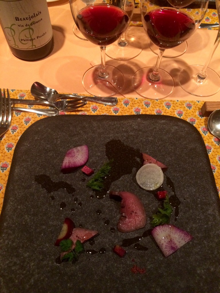 都萬牛ハツのコンフィ 甲州味噌とポルト酒漬け × Phillipe Pacalet Beaujolais vin de Primeur 2015 & 2014